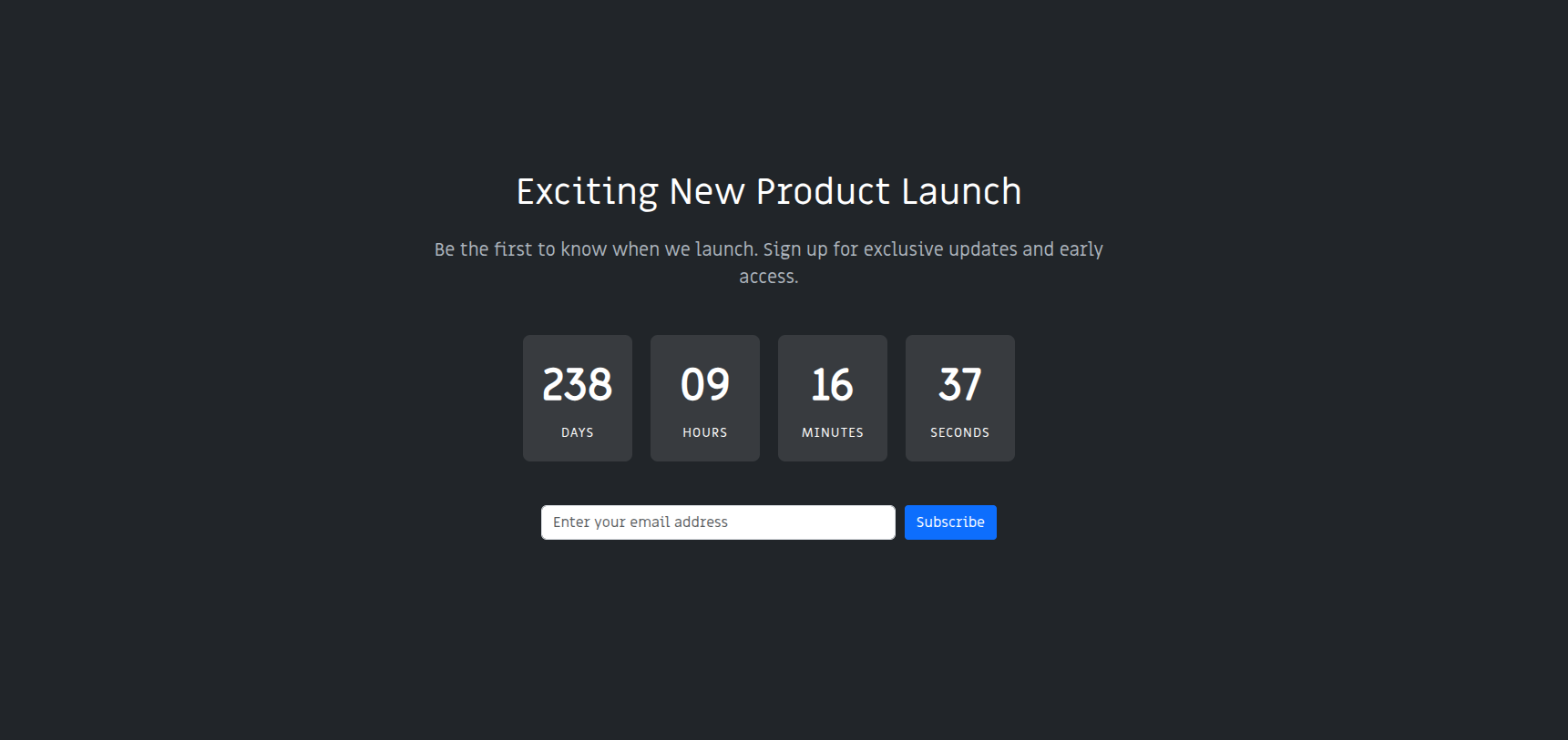 Full Screen Countdown launch page theme