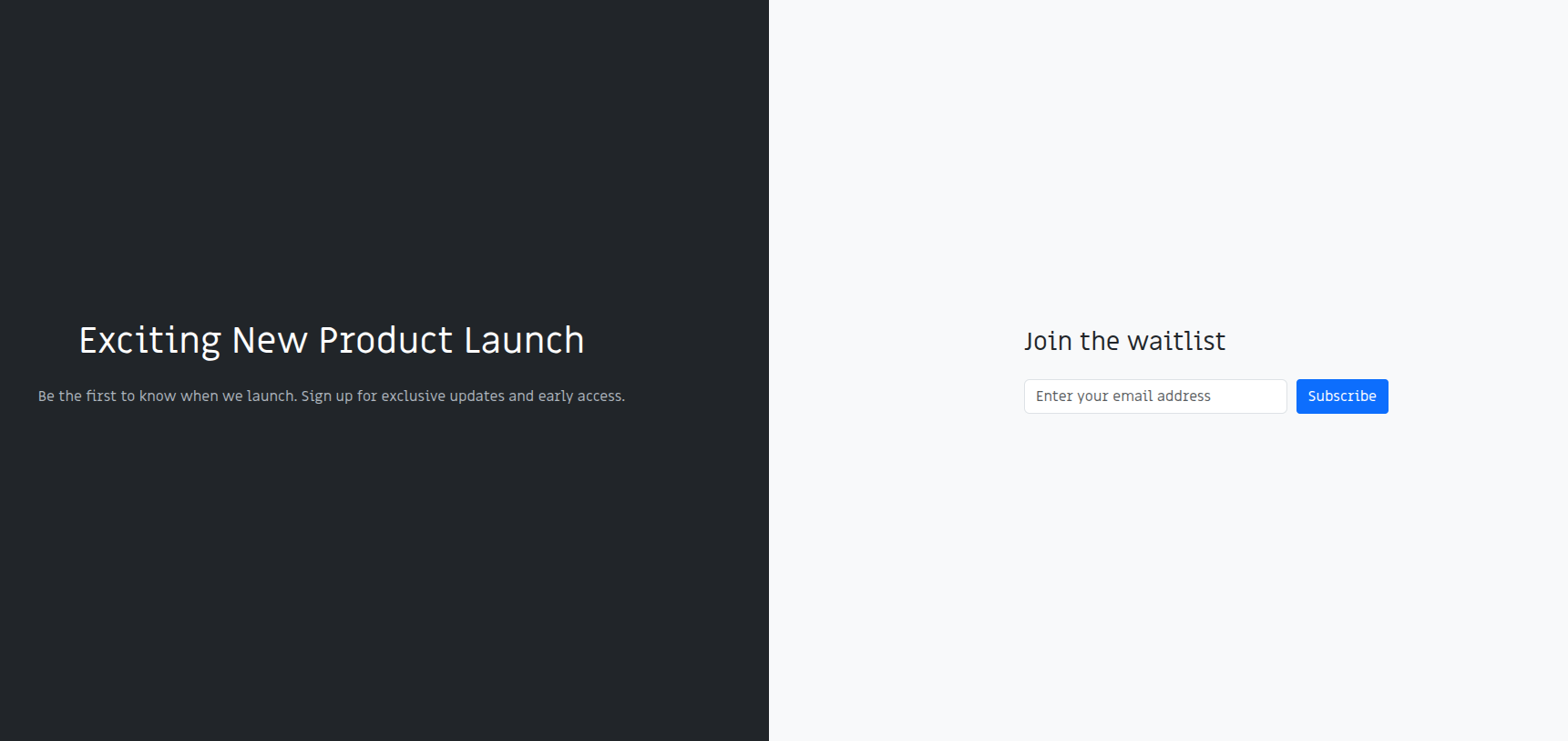 Split Screen launch page theme