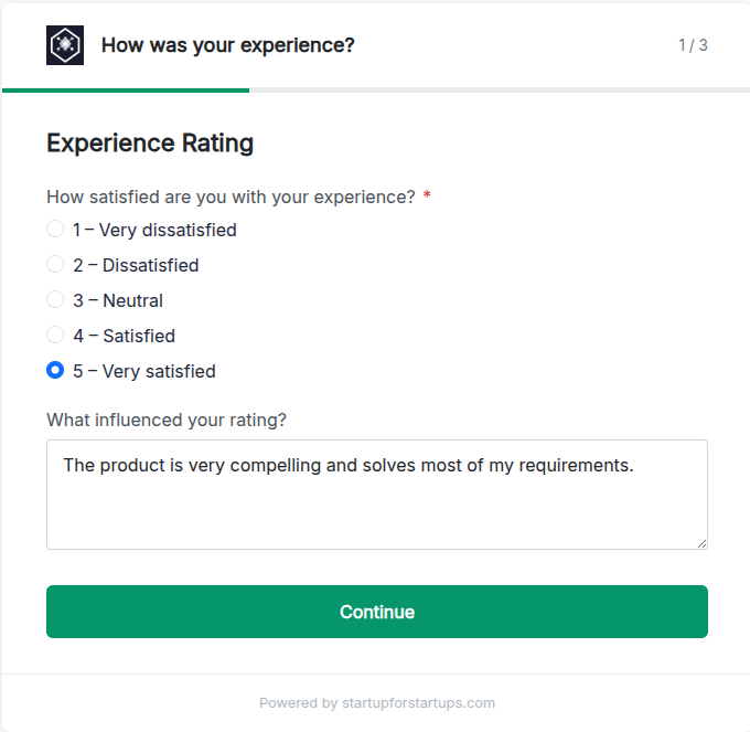 Multi-page question form